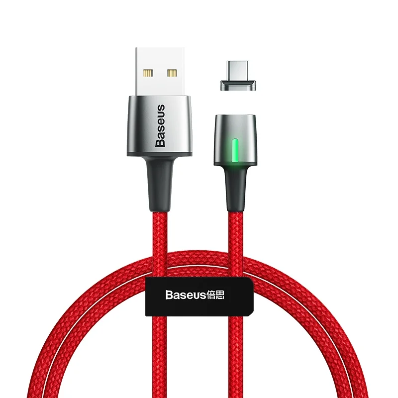 Магнитный кабель usb type c 1 м 2 м Быстрая зарядка данных для samsung s8 s9 huawei P30 oneplus 7 xiaomi 9 8 6 5 usb c зарядное устройство светодиодный кабель - Цвет: Красный