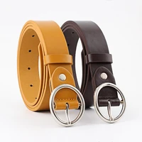 new 2019 thin pu leather belt circle round pin buckle jeans belts ladies casual belt for dress fashion strap womens accessories