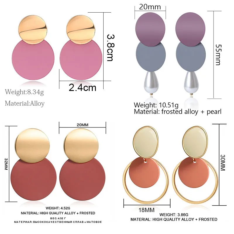 

New Fashion Round Dangle Drop Korean Earrings For Women Statement Geometric Gold Round Earring Wedding 2020 Trend Jewelry