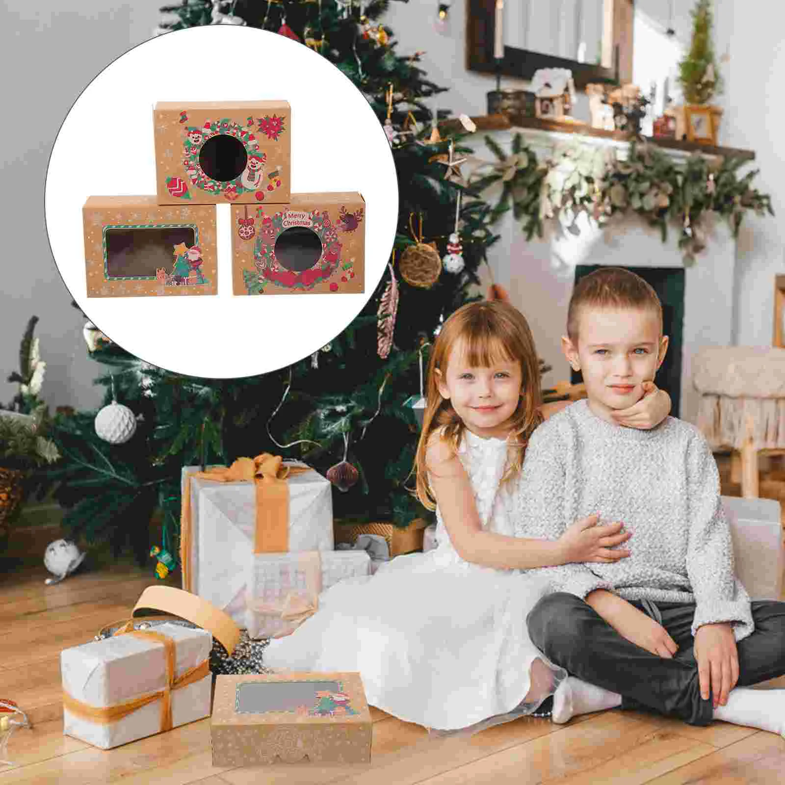 

12Pcs Exquisite Xmas Pastry Packing Box Cookie Storage Box Xmas Gift Package Box