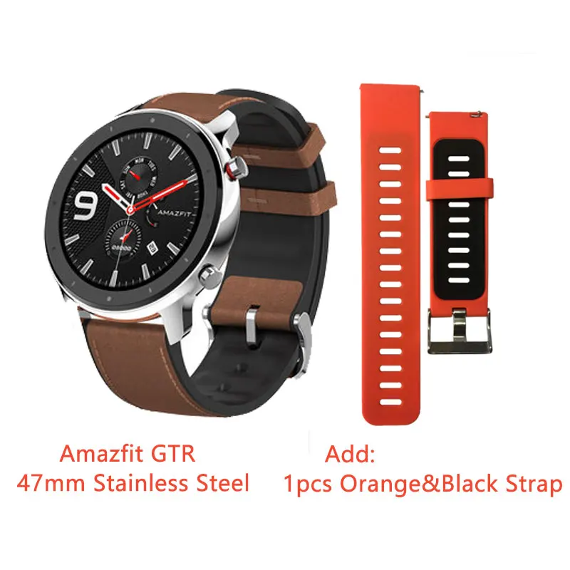 SteelAdd OrangeBlack Глобальная версия Amazfit GTR 47 мм Смарт часы Бег Плавание Спорт Здоровье сердечного ритма Smartwatch 24 дня батарея gps - Цвет: SteelAdd OrangeBlack