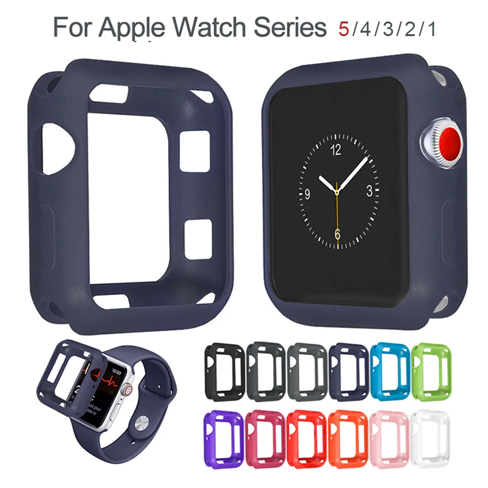 Мягкий силиконовый чехол Apple watch 38 мм 40 42 44 цветной защитный iWatch Series 6 5 4 3 2 1|Часы