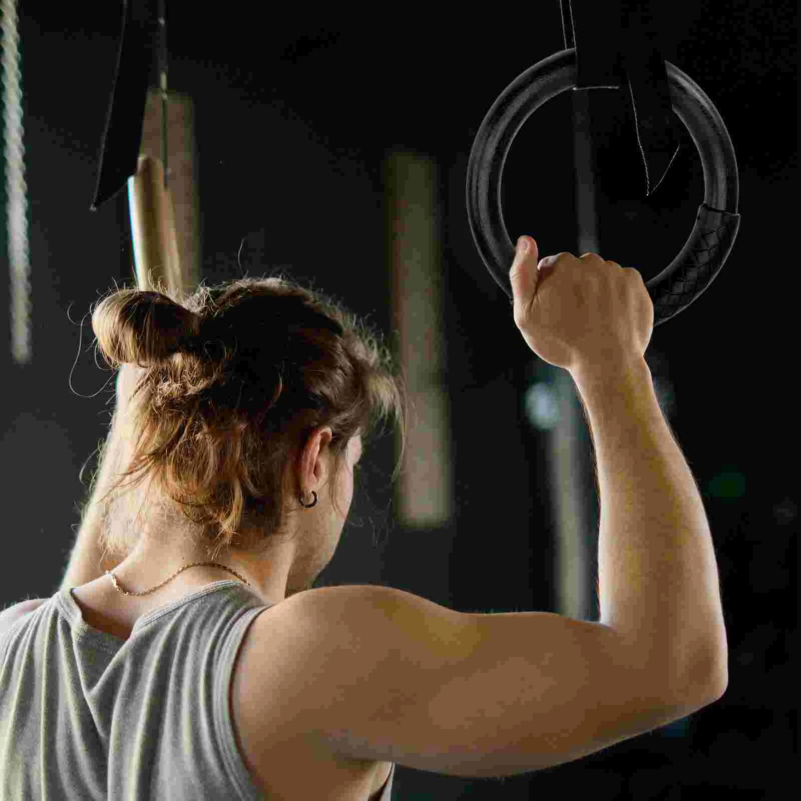 

1 пара гимнастических колец из АБС-пластика, кольцо для тренировок, бытовое женское кольцо для спортзала, для фитнеса (черный)