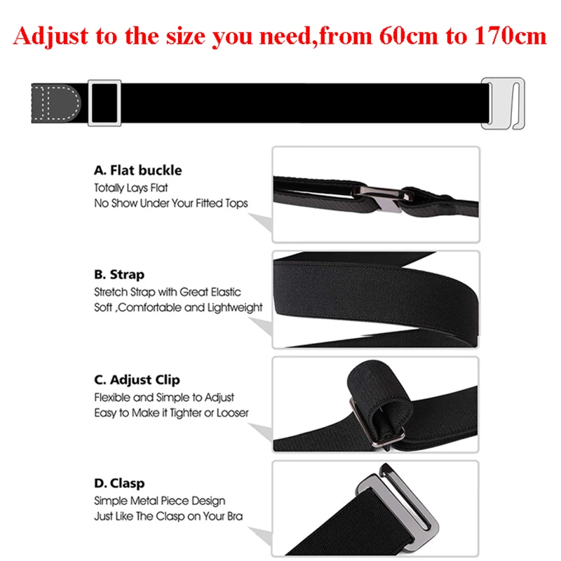 Женская рубашка невидимый эластичный ремень с пряжкой для джинсов брюк платьев |