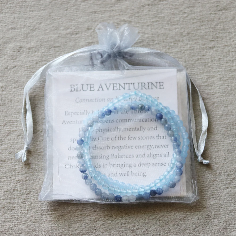 MG0065 Оптовая продажа натуральный 4 мм набор браслетов с синим авантюрином женские