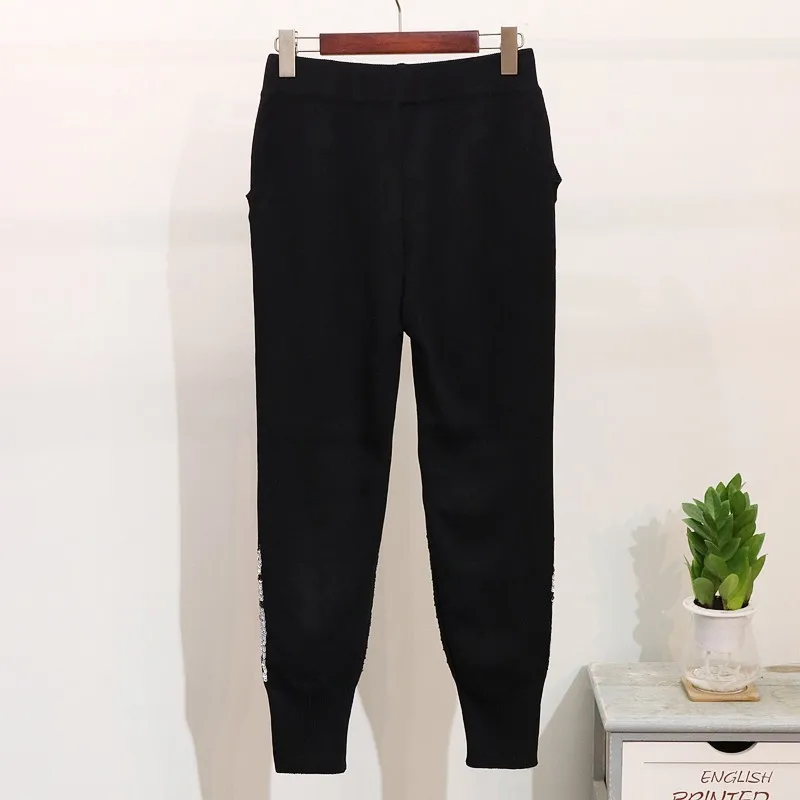 Высокое качество женские вышитые вспышки с блестками свободные вязанные 2 шт