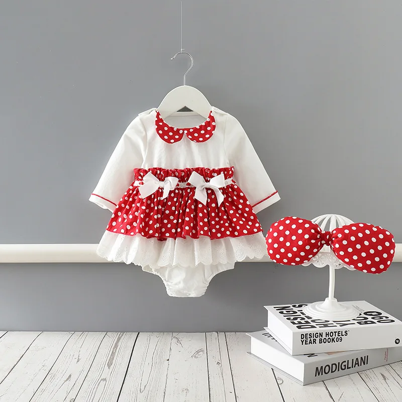 Детское платье в горошек с длинным рукавом 2 предмета|Платья| |