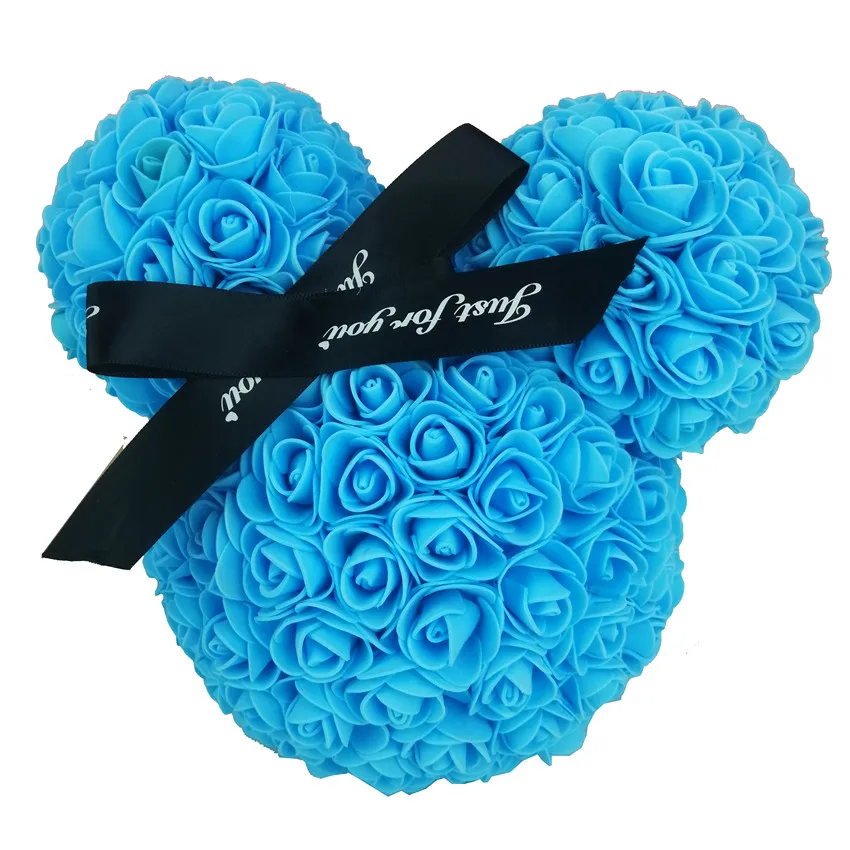 20CM blue 8 цветов, хит, подарок на день Святого Валентина, 20 см, роза, Микки, роза, цветок, искусственное украшение, рождественские подарки, женский подарок на день Святого Валентина - Цвет: 20CM blue