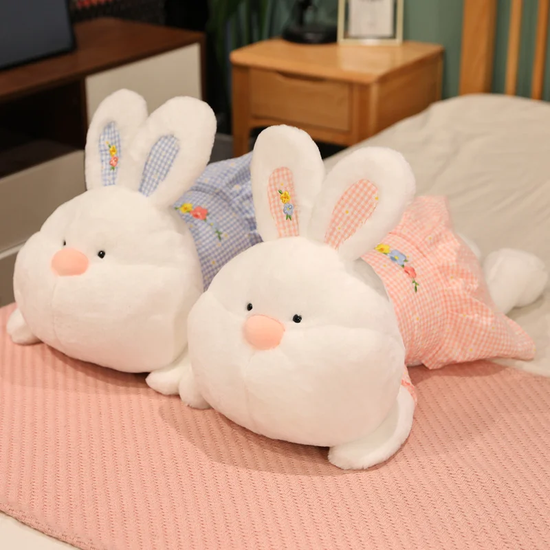 

55/70cm Cute Lying Rabbit Plush Toy Cartoon Animal Bunny with Clothes Plush Doll Soft Baby Children Appease Birthday Gifts