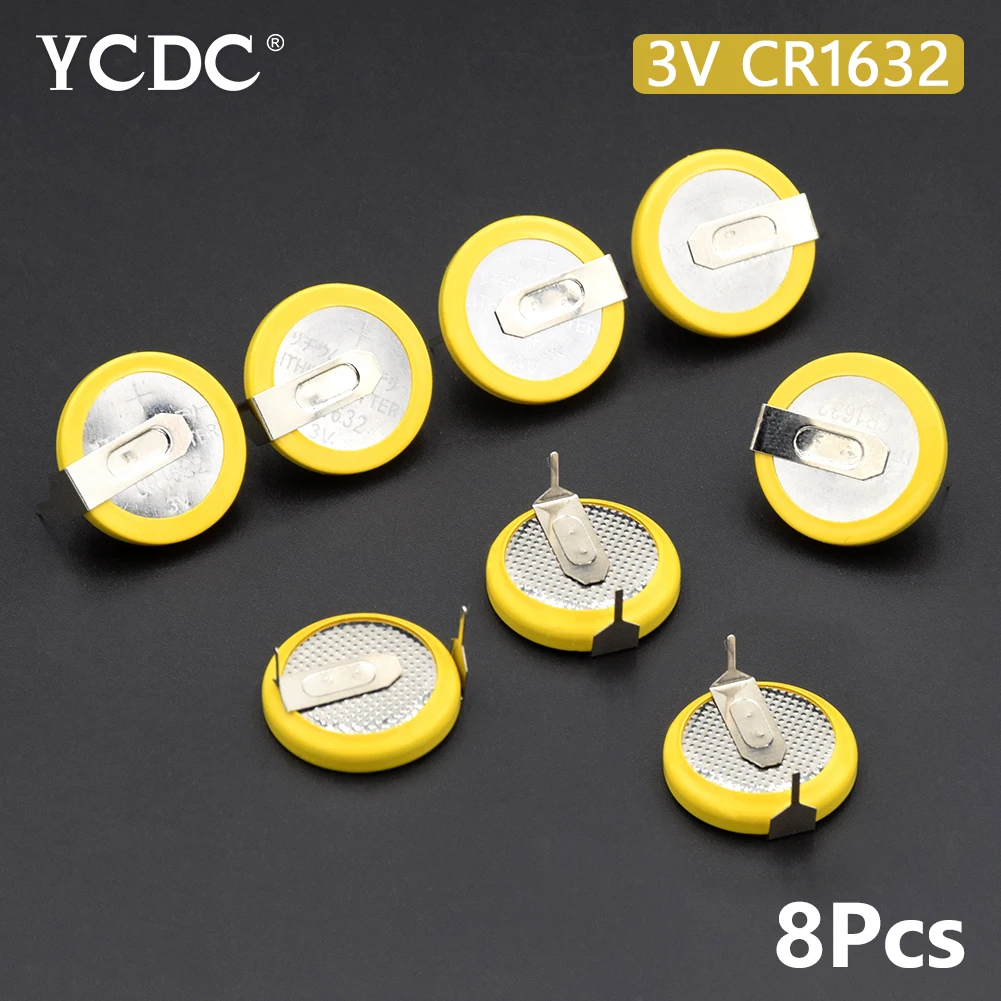 

8Pcs/Lot CR1632 Battery 2 Soldering Pins 3V Coin Cell For Motherboard Calculator SMALL ELECTRONICS
