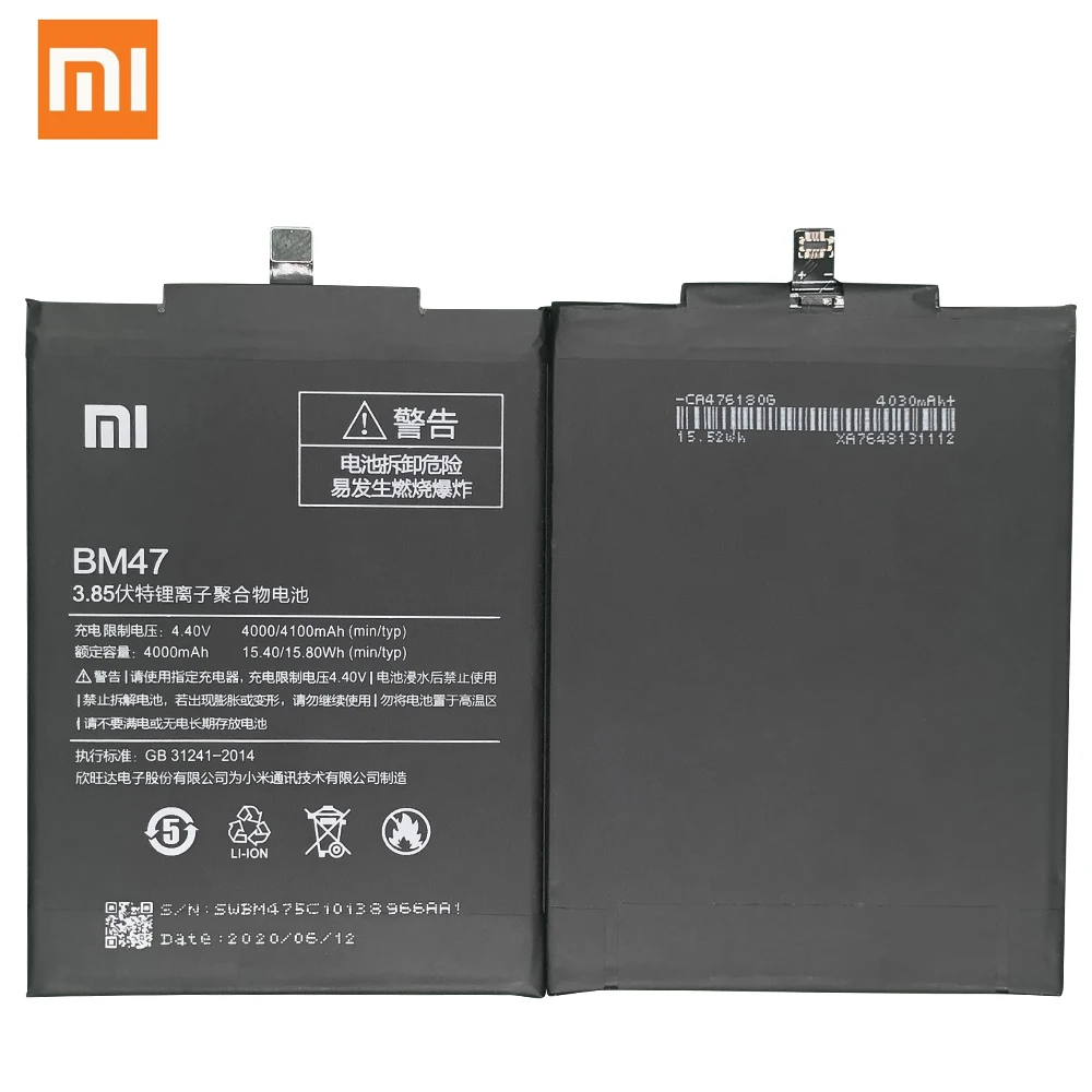 Оригинальный сменный аккумулятор XIAOMI BM47 для Xiaomi Redmi 3 3S 3X 4X Redmi3 Pro Redrice Аутентичные