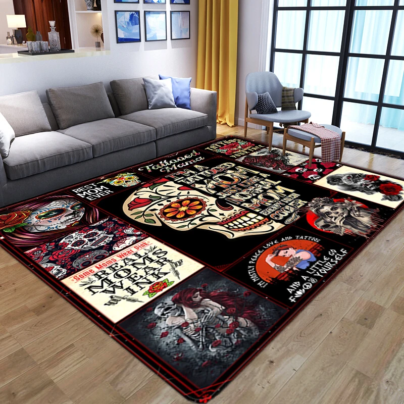 

New Skulls Pattern Carpets for Living Room Bedroom Area Rugs Skull 3D Printed Big Carpet Halloween Party Rug Tea Table Floor Mat