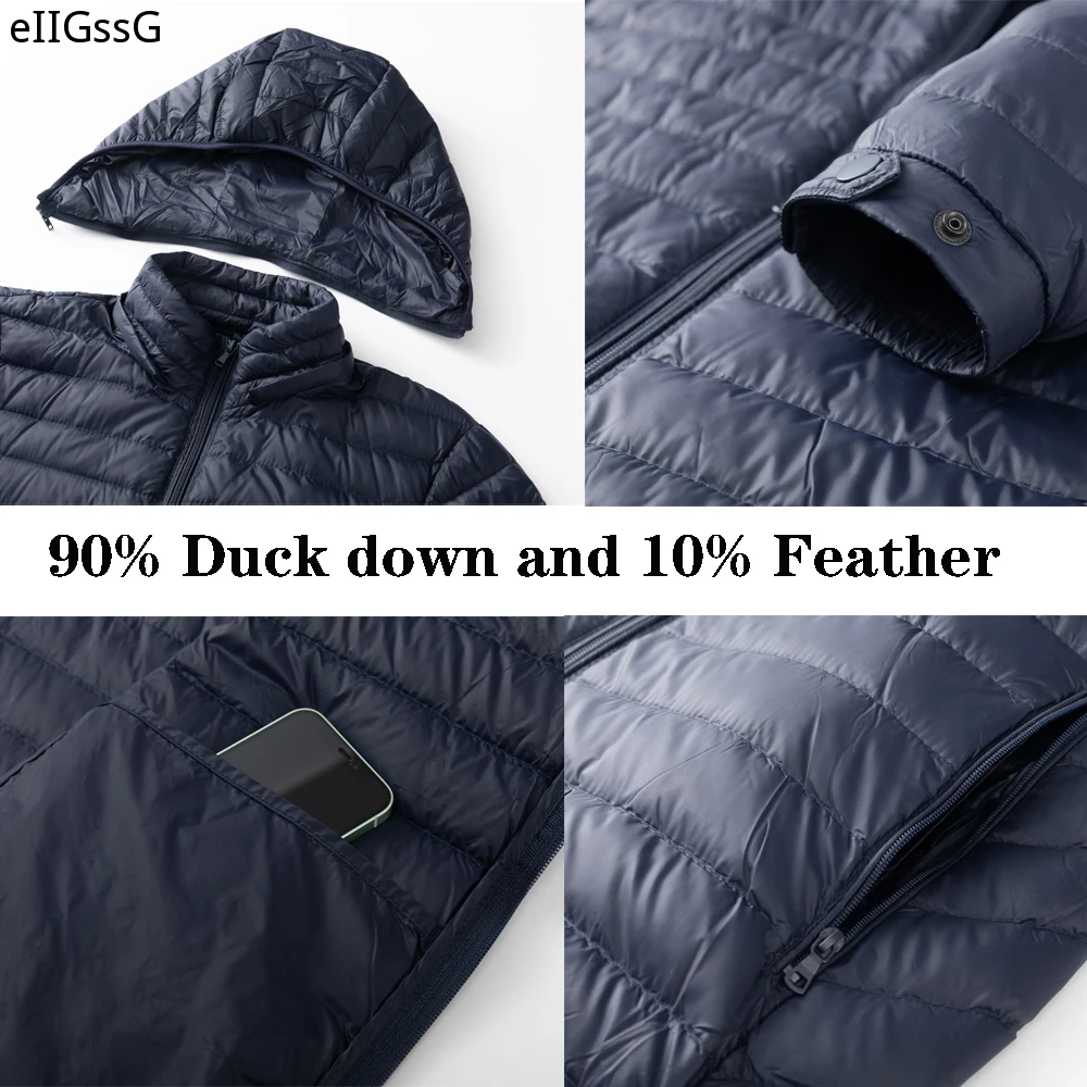 2021 Autumn and Winter New Ultra-light 90% White Duck Down Hooded Hooded Men's Jacket Fashion Trend Thin Men's Down Jacket