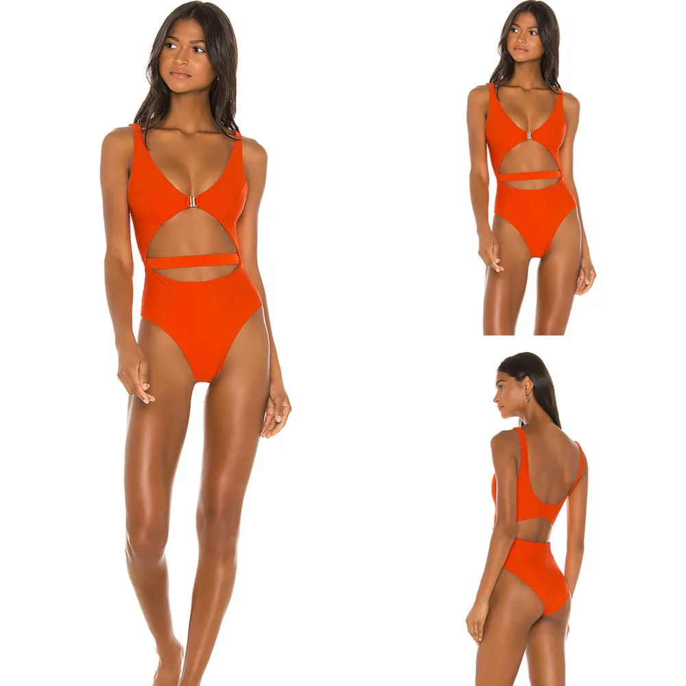 

Новое поступление, женский слитный купальник, женский эластичный однотонный дышащий купальный костюм, пляжный монокини с подкладкой