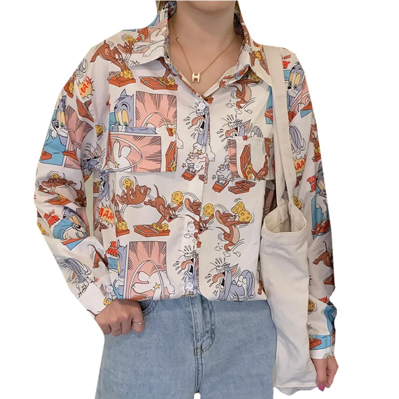 

kywommnz Women, Shirt, 2021, New, Fashion, Printing, Long Sleeve, Shirt, Spring Autumn, Thin, Trendy, Top, Flower Shirt, E466