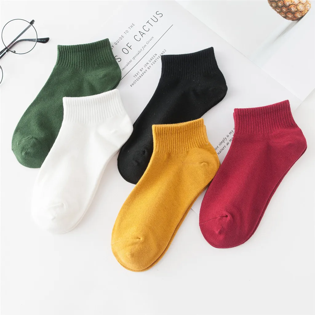 Женские повседневные хлопковые носки Ready Stock корейские однотонные короткие