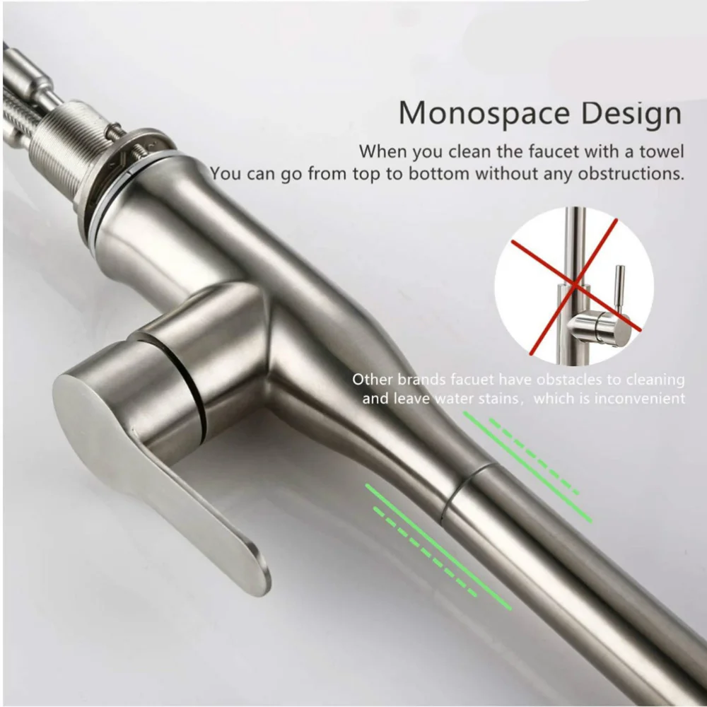 

1pc Water Tap Practical Durable Useful Convenient Sink Faucet Kitchen Faucet Stainless Steel Faucet for Inside Indoor