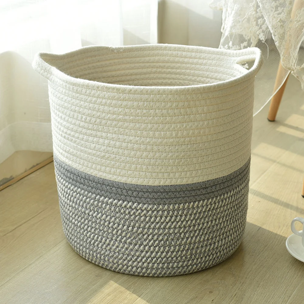 

Hand-woven Storage Basket Cotton Rope Art Storage Bucket Simple Desktop Container Home Decoration Garden Flower Pot Planter