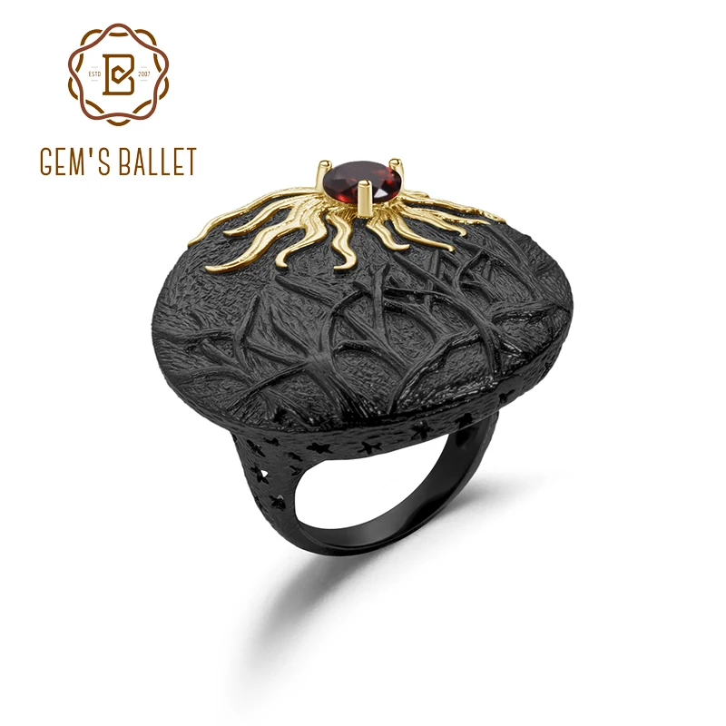 Женское балетное кольцо GEM'S с натуральным красным гранатом и драгоценным