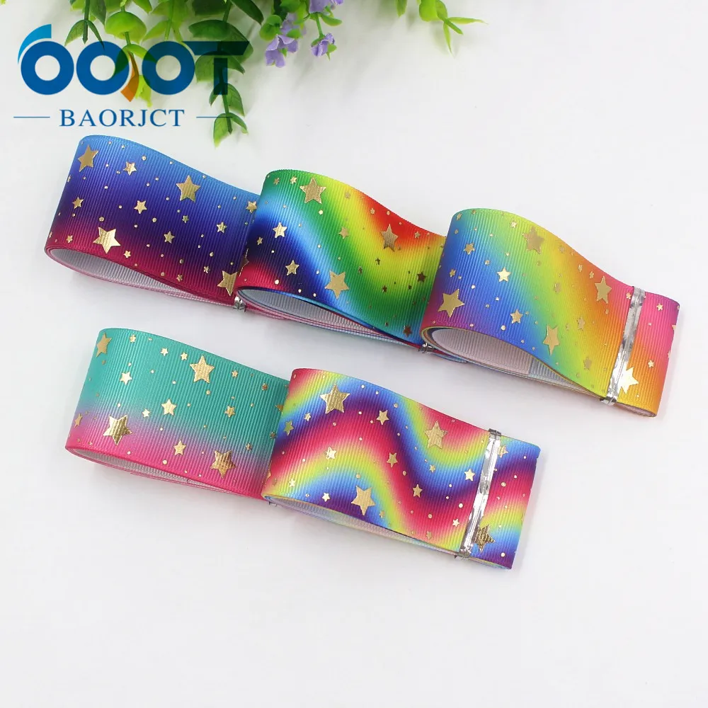 OOOT BAORJCT I-19917-2179, 38 мм, 10 ярды/lote Estrelas coloridas горячего тиснения корсажные ленты, лук кепки DIY Аксессуары декор