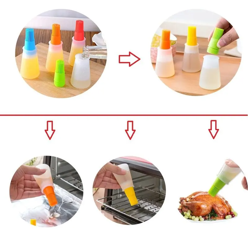 Силиконовая щетка для бутылки с маслом выпечки жидкого масла обжарки торта хлеба