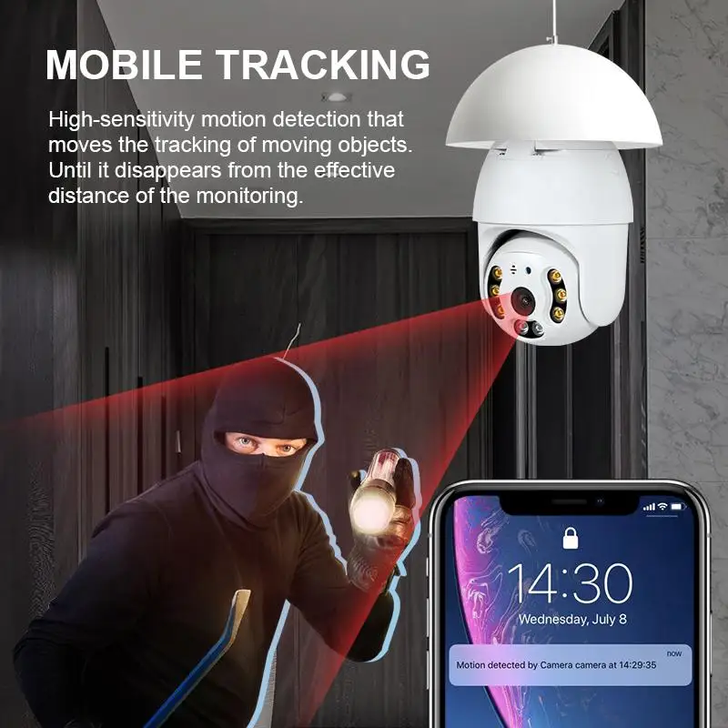 GUUDGO 3MP WIFI E27 Lamp Bulb IP Camera Night Vision PTZ Security CCTV Video Surveillance work with Tuya Smart Life | Безопасность и