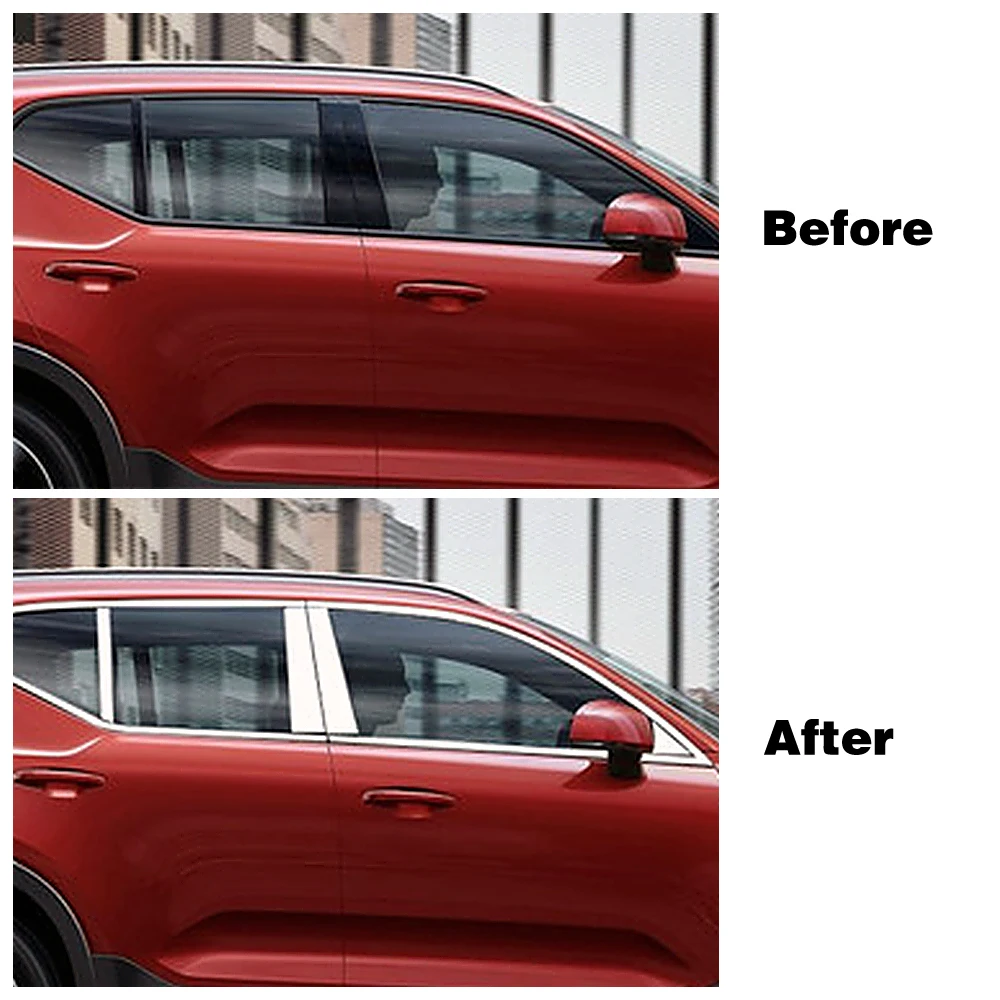 Хромированная оконная лента B C для Volvo XC40 2019 2020 2021 отделка наклейка из нержавеющей