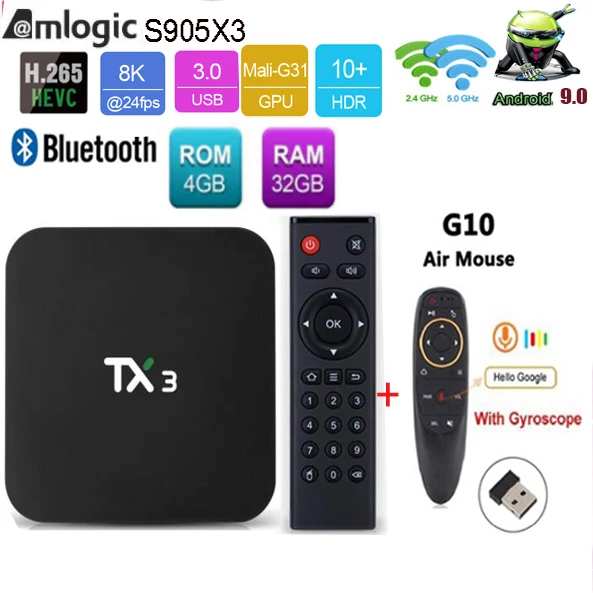 ТВ приставка Tanix TX3 S905X3 Amlogic Android 9 0 H.265 8K HDR 2 4G/5 ГГц Двойной Wi Fi BT 4 смарт приставки