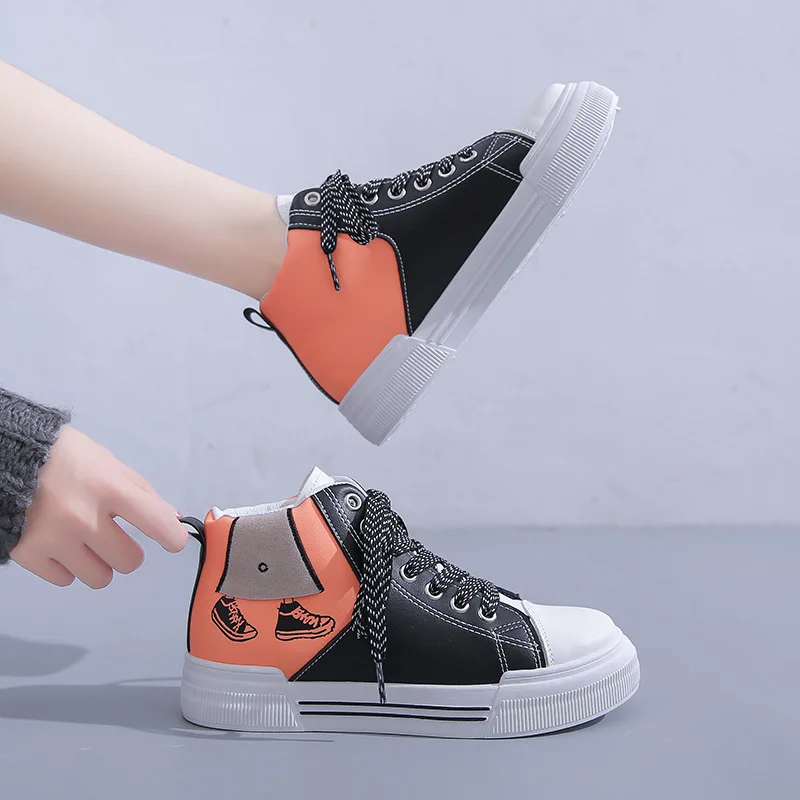 

Женские кроссовки на массивной подошве, разноцветные дышащие кроссовки без шнуровки, повседневная обувь в Корейском стиле для весны, 2022