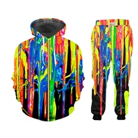 ujwi colorful rainbow zip hoodies suits mens sweatshirt joggers funny harajuku 3d print set winter unisex tracksuit pant jacket