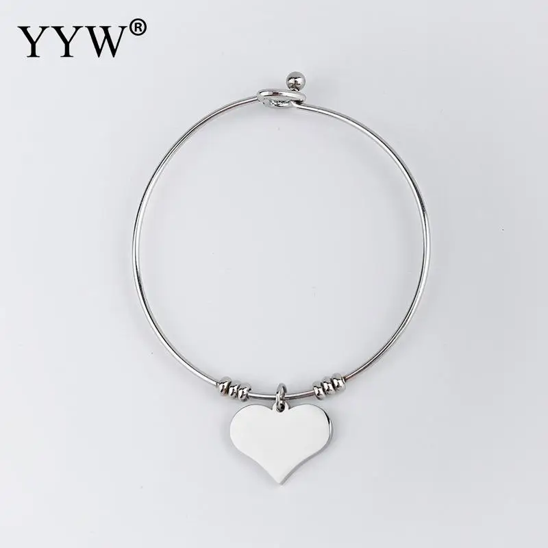 steel color Модные браслеты-манжеты для влюбленных, браслеты для женщин, розовое золото, браслет из нержавеющей стали с подвеской в виде сердца, роскошные ювелирные изделия, бренд - Окраска металла: steel color