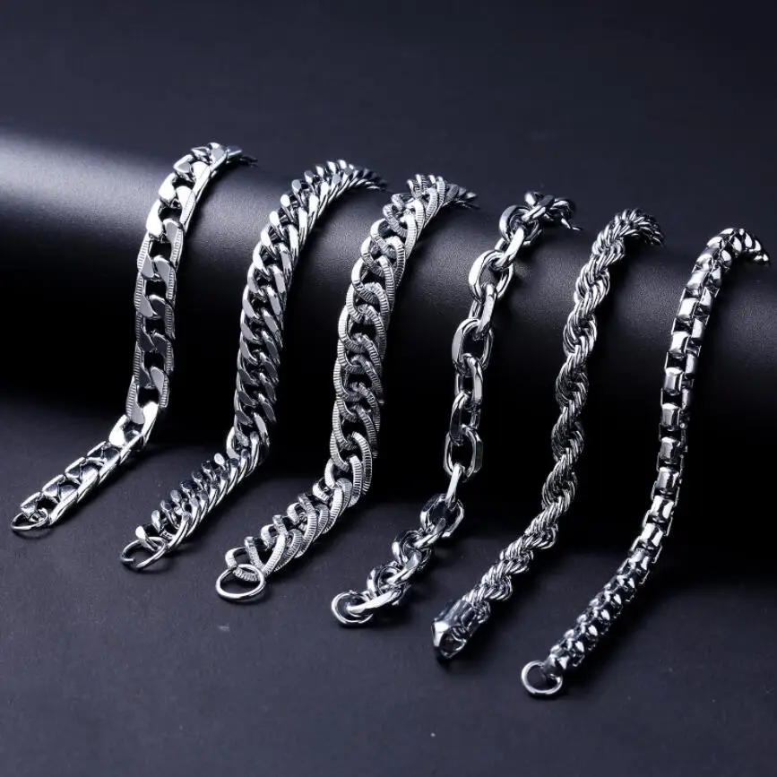 

316L Stainless Steel Riding Whip Twist Geometry Thick Chain Bracelets For Men Fashion Trend Fine Hip Hop Jewelry Gifts