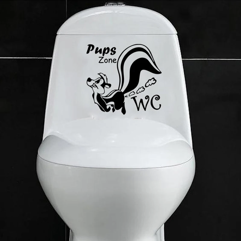 

Lovely Squirrel Elf Fun Bathroom Wall Sticker Pups Zone WC Home Decor Living Room Vinyl Wall Decals Art Poster Toilet Stickers
