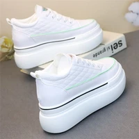 short platform shoes all match leather breathable white shoes invisible height increasing insole comfort and casual sneakers