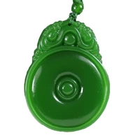 dropship natural nephrite jades green doughnut pendant hand carved pixiu pendant necklace for men and women