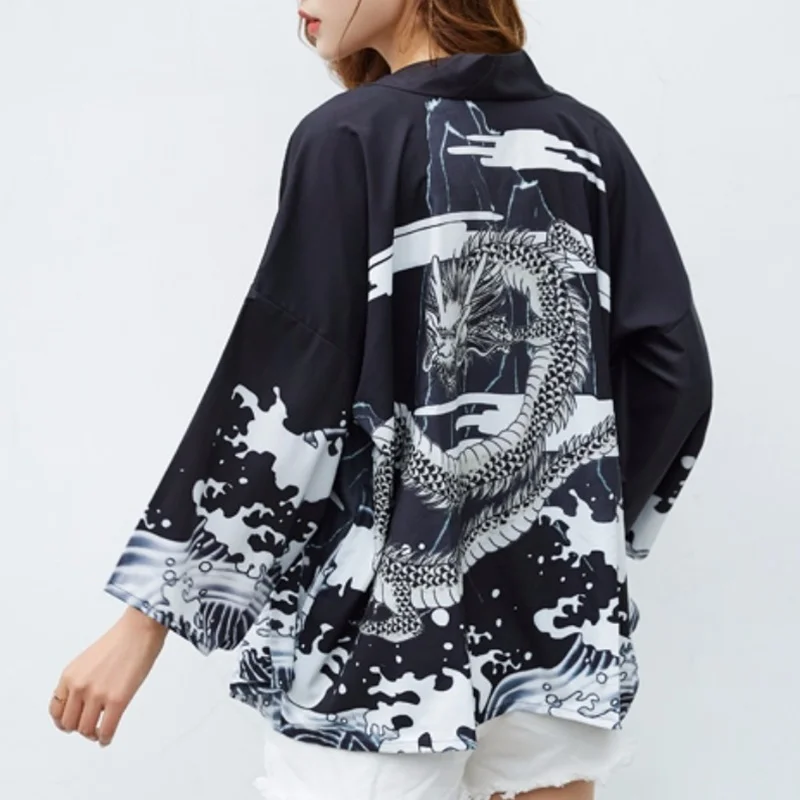 Летнее кимоно для женщин Японская уличная одежда Пляжное женское хаори юката