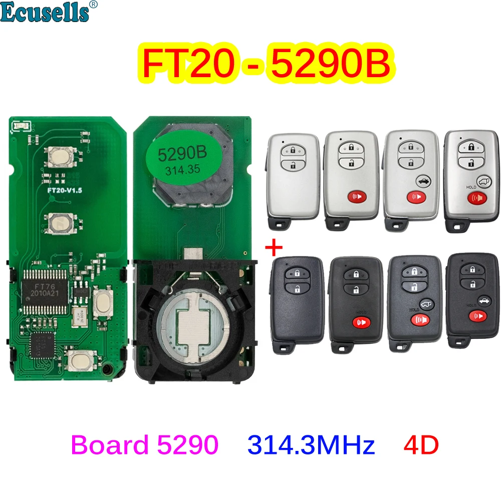 Lonsdor FT20-5290B 314.3MHz ASK Keyless Go Smart Key Board 5290 PCB 4D Chip for Toyota Venza Lexus RX LS460 GX460