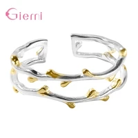 big promotion authentic 925 sterling silver small yellow tree bud adjustable finger ring for women fashion jewelry bijoux