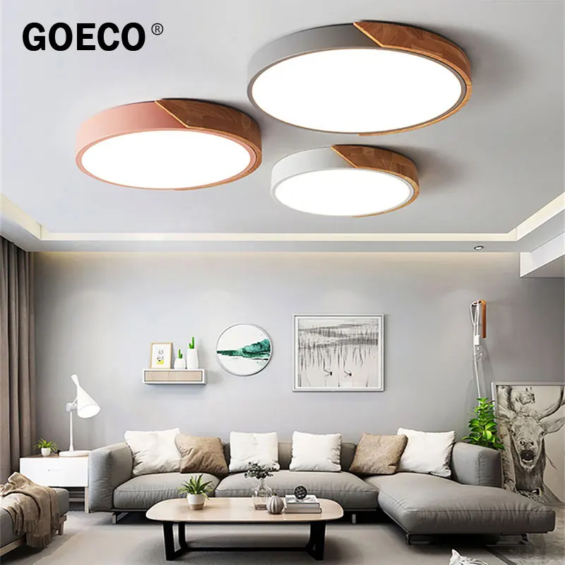 

Светодиодный потолочный светильник, Современная круглая деревянная лампа в скандинавском стиле для гостиной, спальни, кухни, комнатные осв...