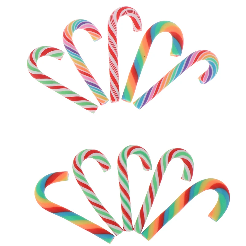 10 шт. радужные полосы Fimo глина Рождество тростника конфеты рождественские