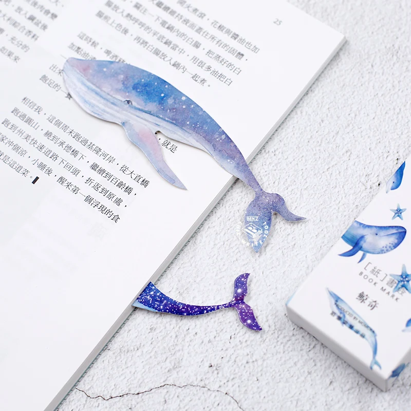 30 шт./кор. милые закладки в форме Кита из мультфильма креативные для книги