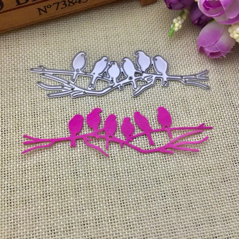 Птички на ветке металлический Трафаретный вырубной штамп Скрапбукинг Сделай Сам