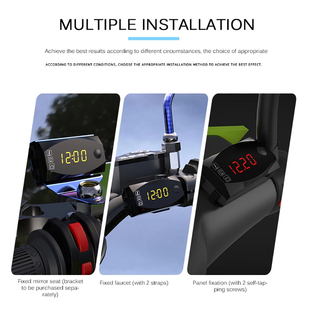 Мини цифровой вольтметр Амперметр 12 В 3 в 1 светодиодный дисплей часы термометр