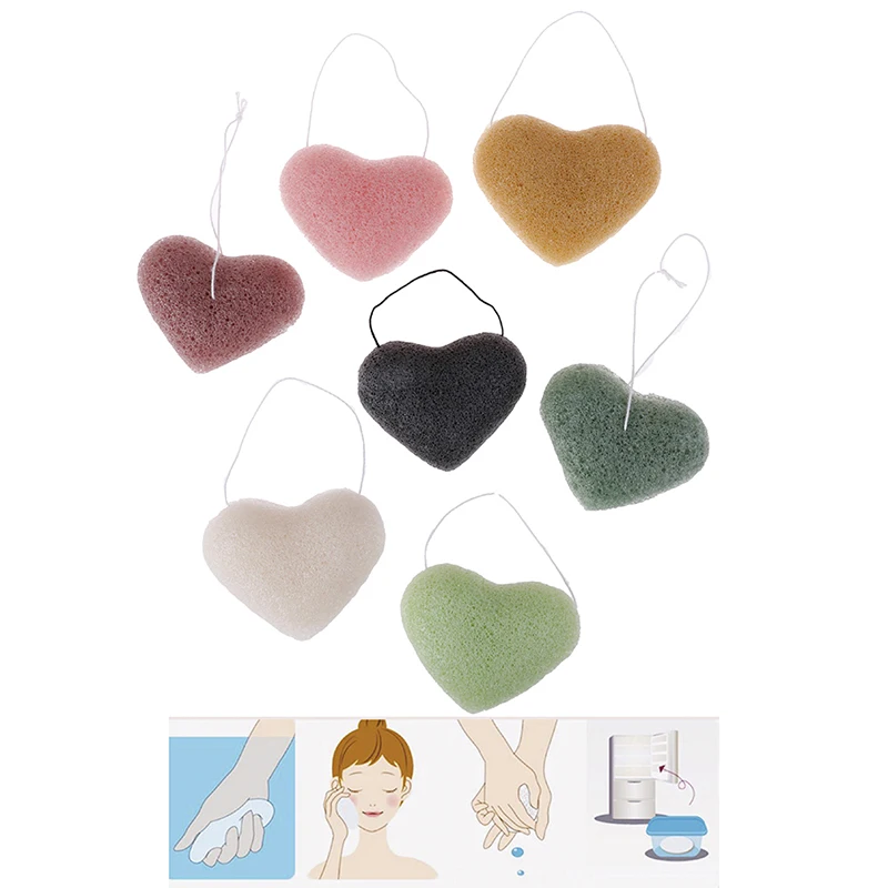 1 шт. в форме сердца Отшелушивающий очищающий спонж коньяк натуральный Конняку