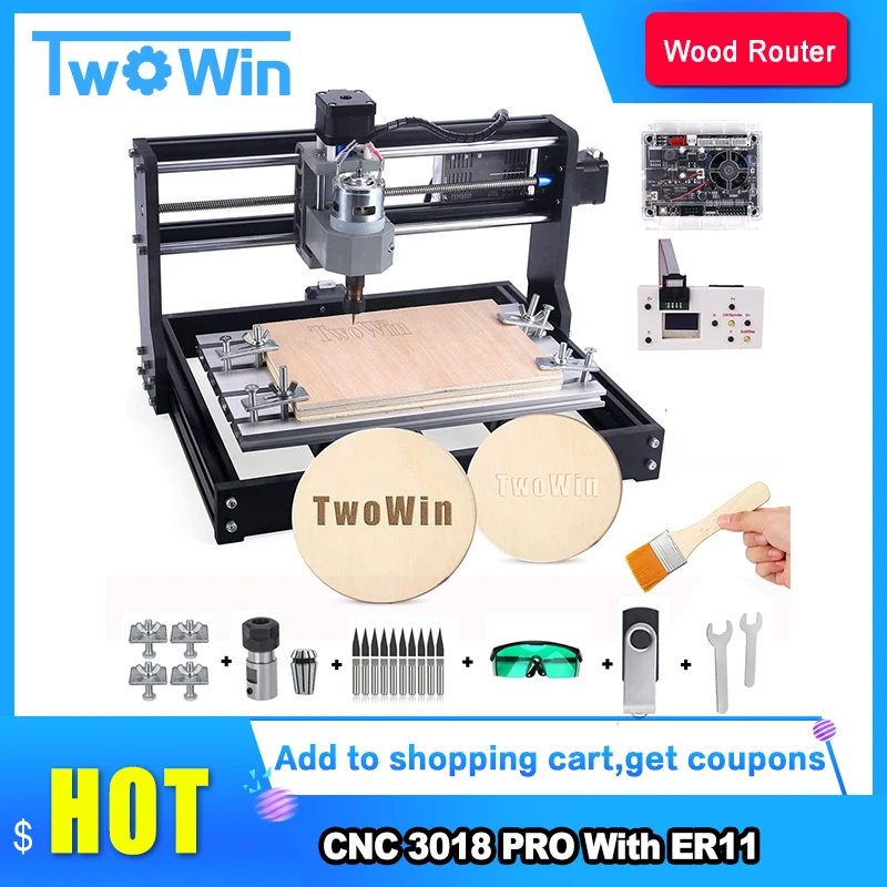 CNC 3018 Pro Laser Engraver Wood Router GRBL ER11 DIY Mini Engraving Machine for PCB PVC with Offline Controller