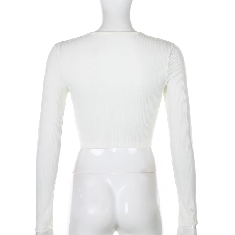 

IAMHOTTY Ulzzang Letter Print Women's Top Long Sleeve Harajuku Cute Fitness Slim Cotton Croped T-shirt Vintage Streetwear Tees