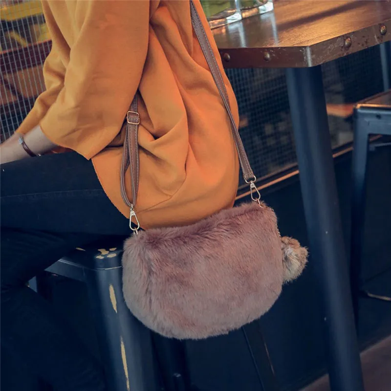 Зимние Модные женские туфли из искусственной кожи плюшевая сумка на плечо