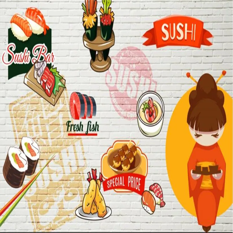 Настенная бумага на заказ с ручной росписью для японской кухни 3D обои суши