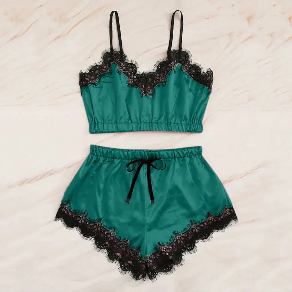 Сексуальные пижамы Для женщин шелковые кружева сетки нижнее белье Babydoll ночная Пижама летняя пикантная женская одежда 잠옷 수면잠옷
