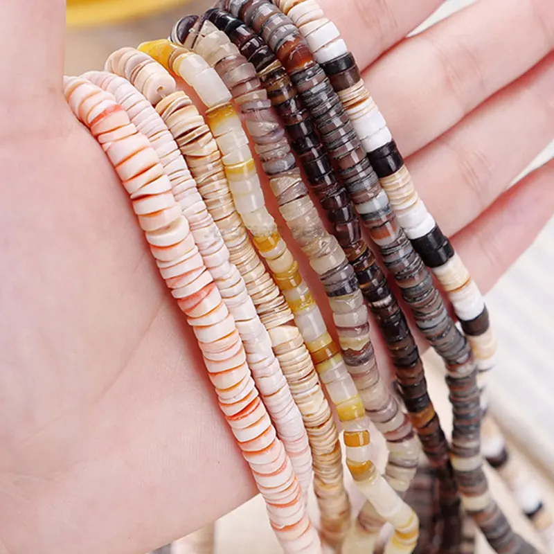 

Natural Shell Beads Rondelle Heishi Loose Spacer Beads For Jewelry Making 2x7mm DIY Bracelet Accessorries Beads For Women Gifts